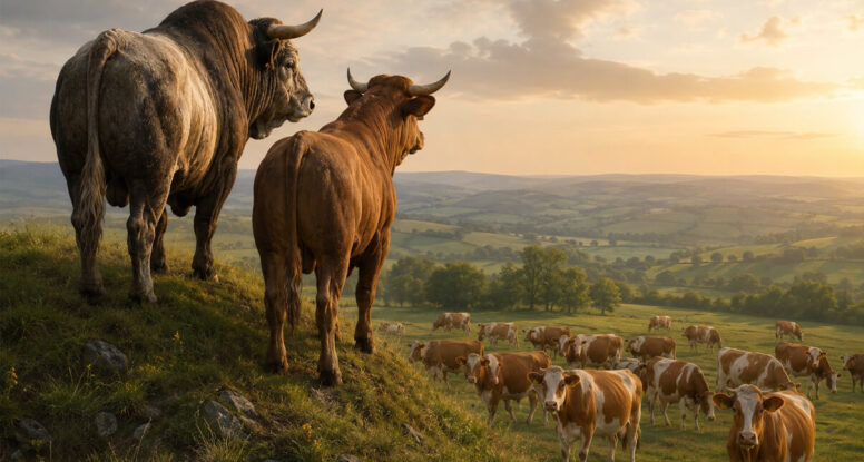 Two Bulls Deciding Their Destiny... Run... Or Walk....
